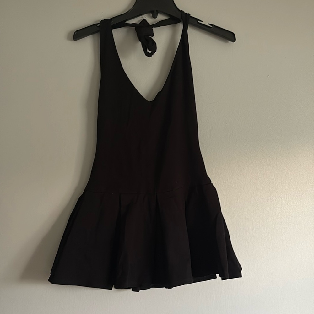 WINDSOR black Halter dress, pleated skirt, size small